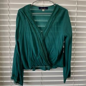 Turquoise Francesca’s Wrap Front Top